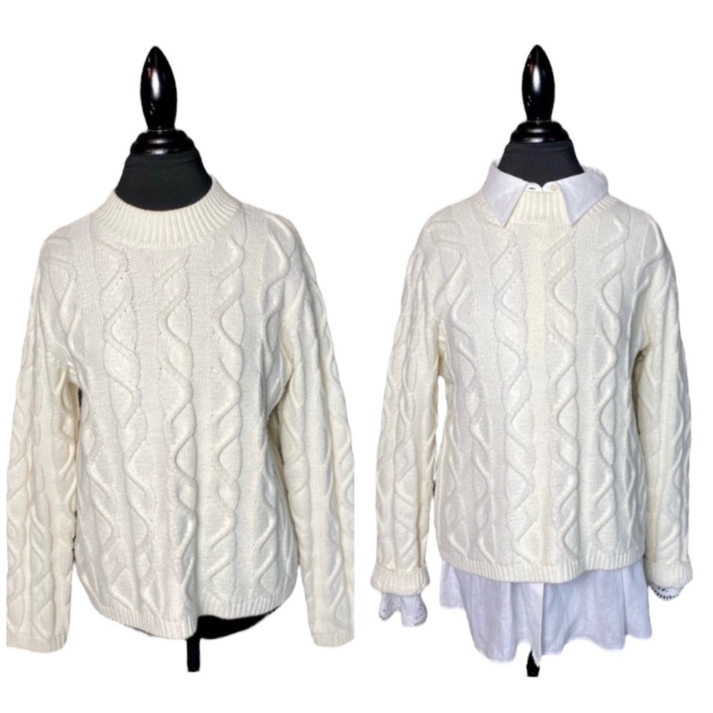 VTG LIZ CLAIBORNE CABLE KNIT SWEATER